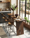 Solid Wood Bar Table, 61" Counter Height Table with Parquet Design Tabletop, Modern Farmhouse Kitchen Bar Table