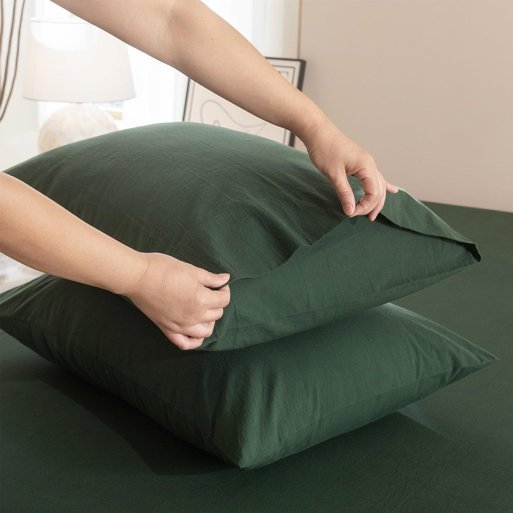 Washed Cotton Sheet Set, 4-Piece, Relaxed Linen Feel