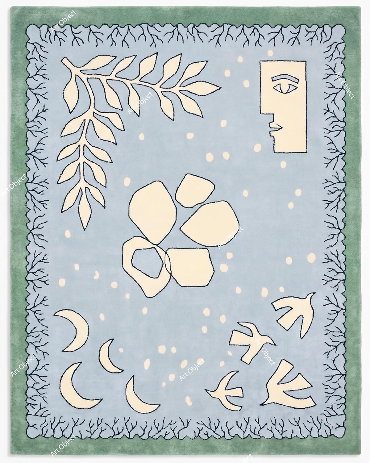 Hand Tufted Wool Area Rug, Scandinavian Abstract