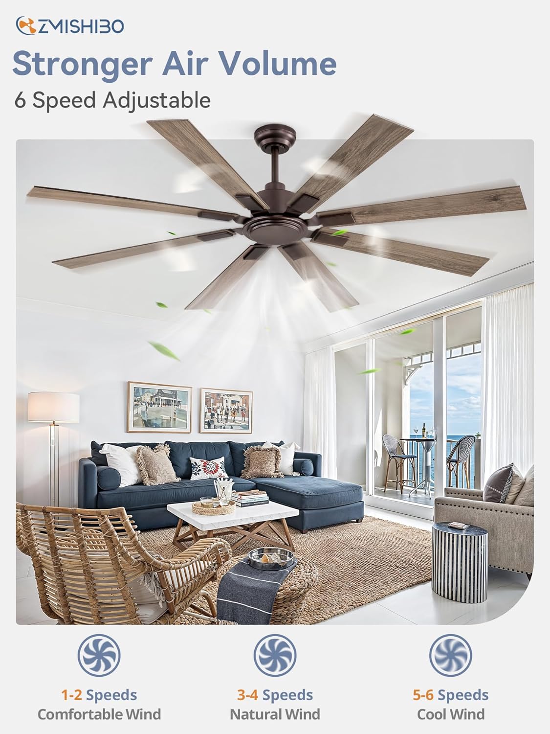 65 Inch Oil Rubbed Bronze Ceiling Fans No Light with Remote, Indoor/Outdoor Farmhouse Ceiling Fan Without Light