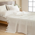 White Grey Stripe Sheet Set, Ruffle, Cotton, 17.5" Deep Pocket