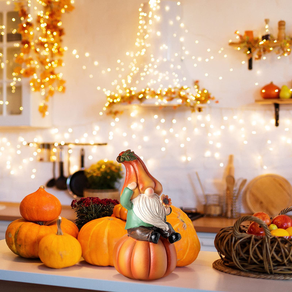 Fall Thanksgiving Gnomes Figurine Decorations, 6.7", Cute