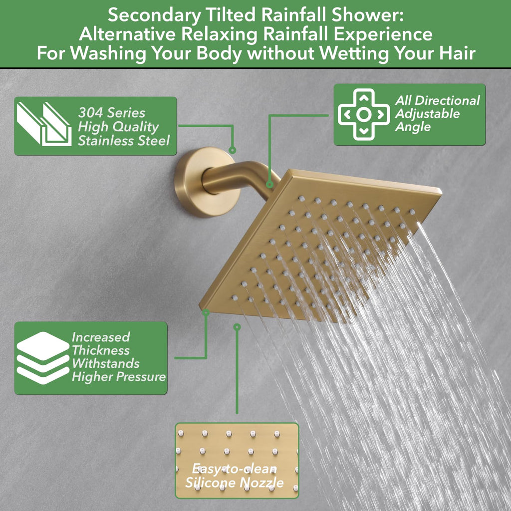 Shower System, Brushed Gold Shower Faucet Set, Shower Head Handle