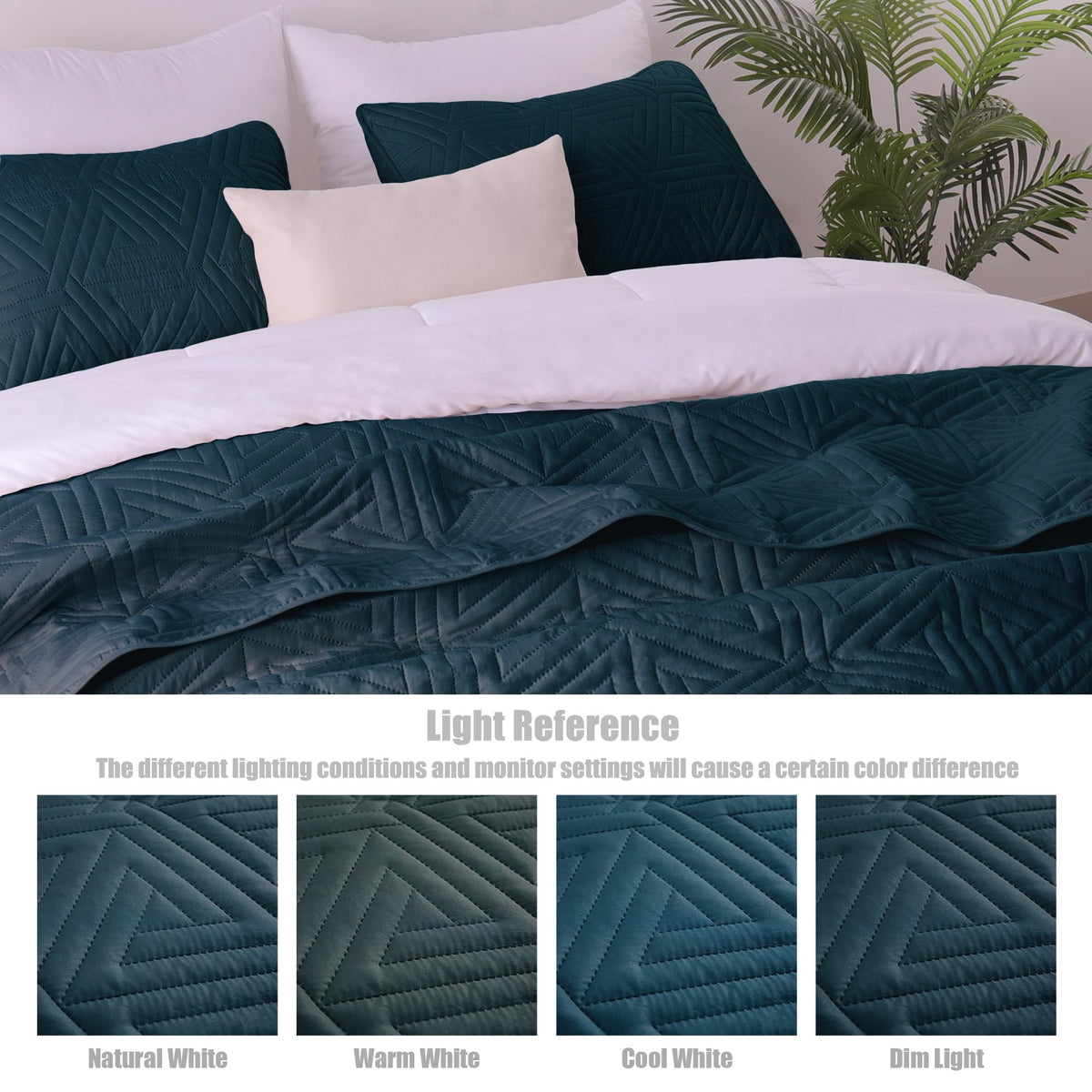 Soft Geometric Quilt Set for All Seasons, Navy