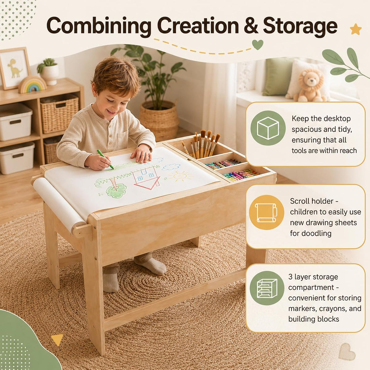 Light Table for Kids, in-1 Activity Table with Storage & LED Light