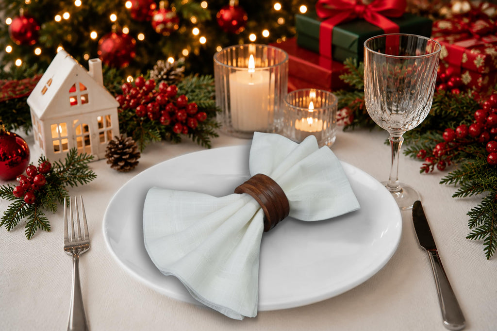 White Dinner Napkins - Set of 12 Cotton Cloth Napkins - 17x17