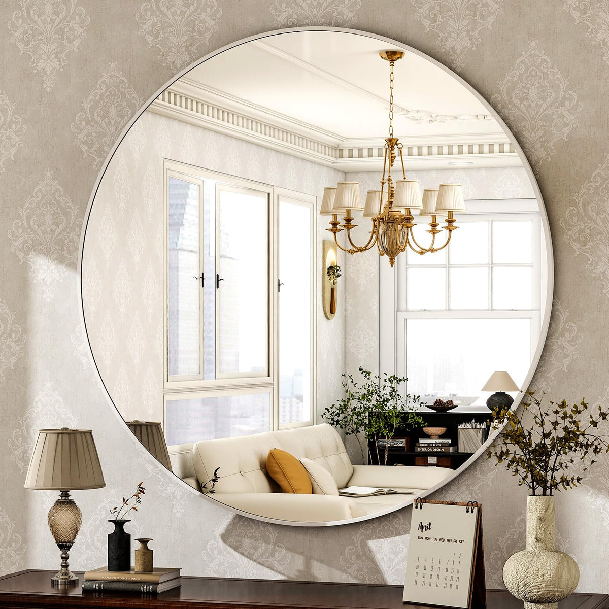 Round Mirror 30 White Wall Mounted Circle Mirrors