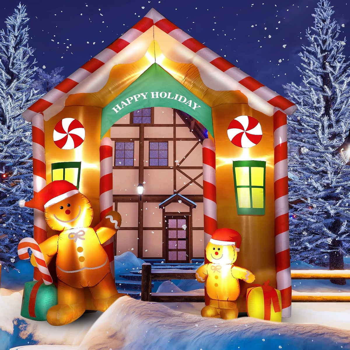 9.97ft Christmas Gingerbread Arch Outdoor Inflatable with LED Light