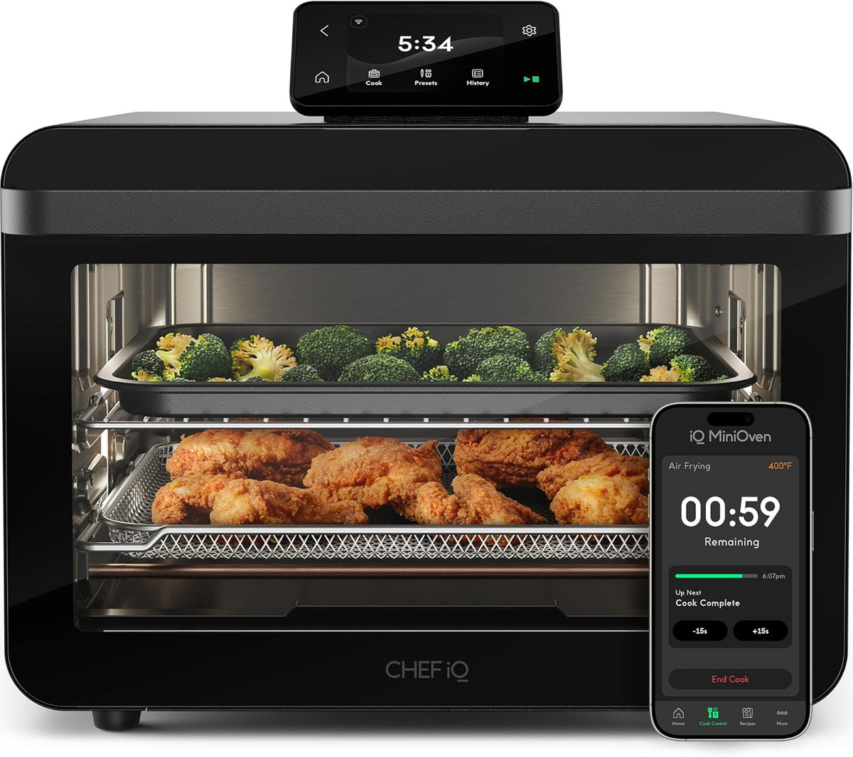 MiniOven Smart Toaster Oven Air Fryer Combo, 11-in-1 Countertop Convection Oven, Bake, Broil, Air Fry, Broil