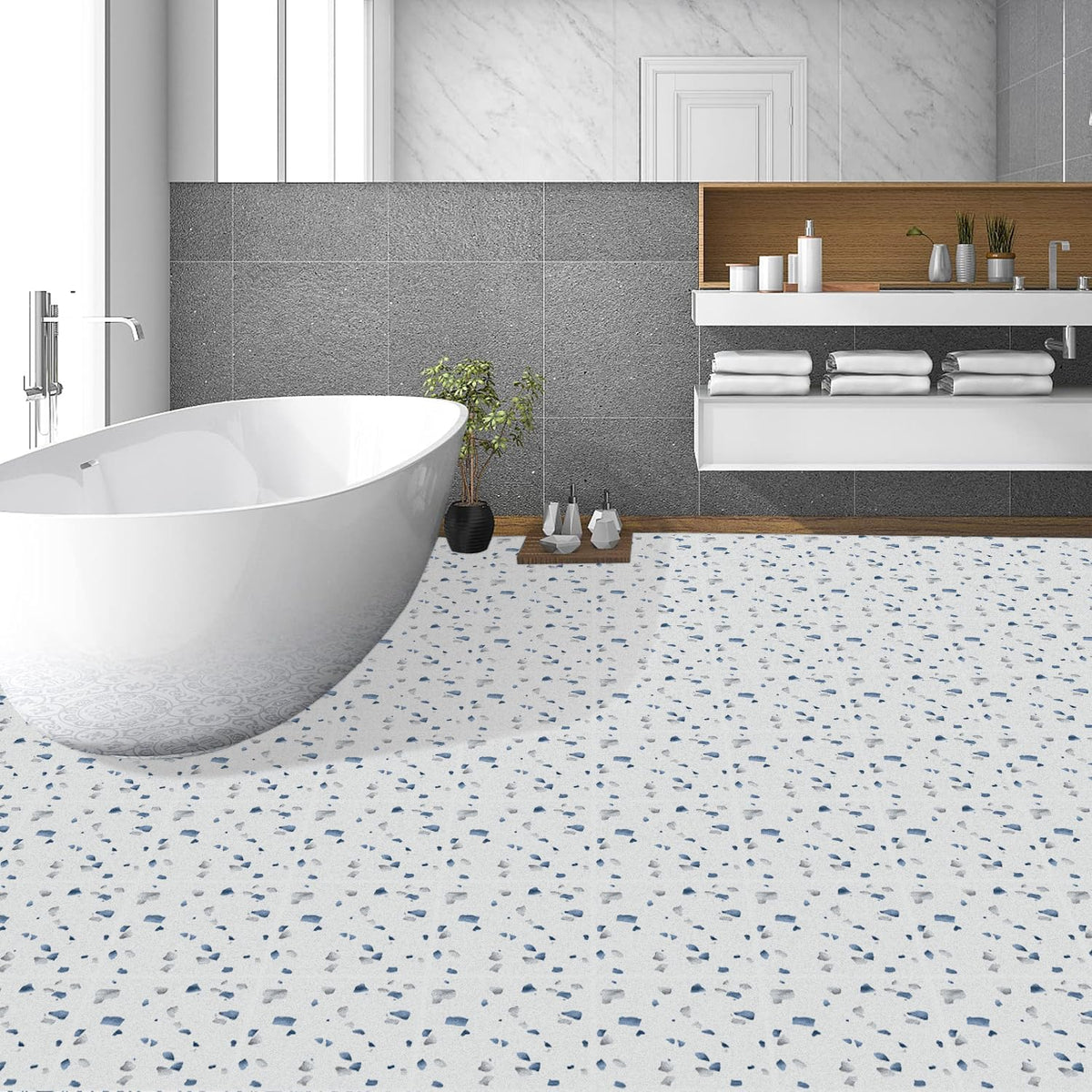 Peel & Stick Floor Tiles Self Adhesive Vinyl Flooring 11.8" x 11.8", DIY Tile Stickers Living Room Waterproof