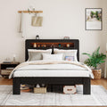 Wooden Bed Frame with Storage Headboard Farmhouse Bed Frame