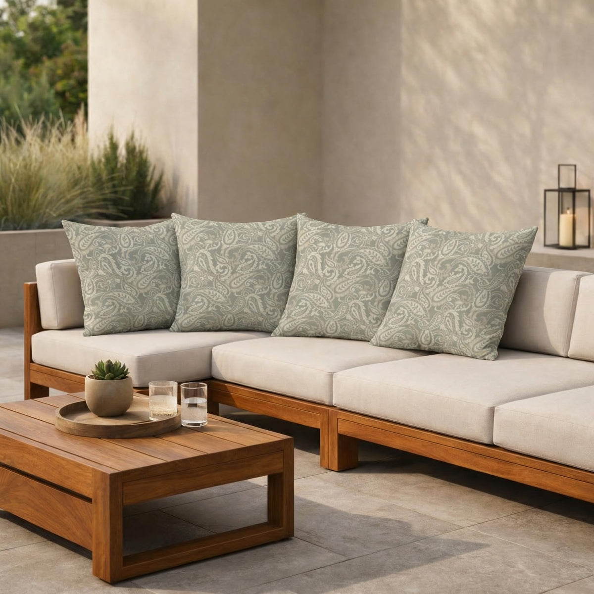 Square Throw Pillows Set of 4 | 24" x 24" | Water and Fade-Resistant Performance Fabric | Outdoor Pillow Covers with