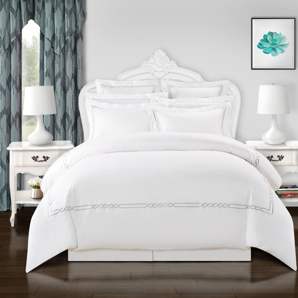 Lorenz Cotton 200 Thread Count Duvet Cover Set, Soft Comforter Covers, Bedroom Essentials, Embroidered Infinity
