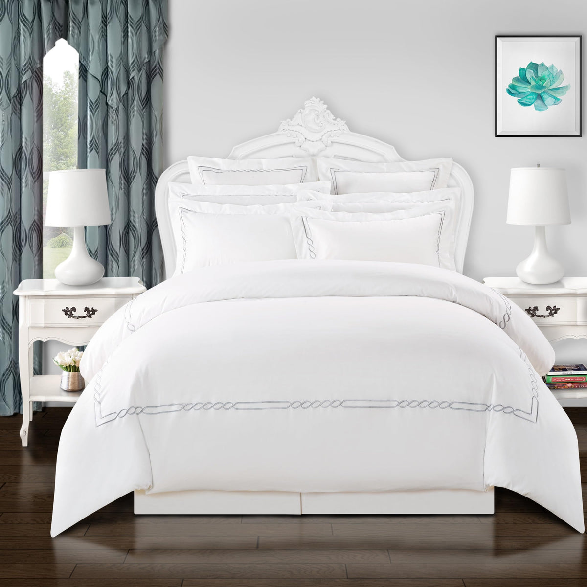 Lorenz Cotton 200 Thread Count Duvet Cover Set, Soft Comforter Covers, Bedroom Essentials, Embroidered Infinity