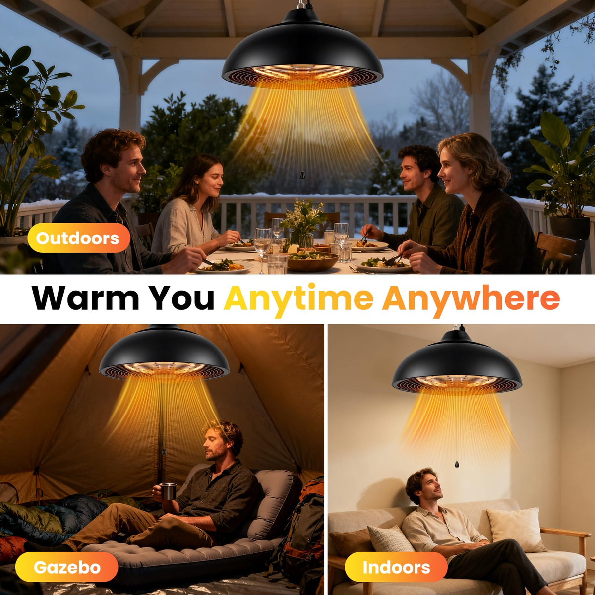 1500W Electric Hanging Patio Heater,Ceiling-Mounted Patio Heater