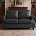 Faux Leather Loveseat Sofa with Rolled Arms, Black