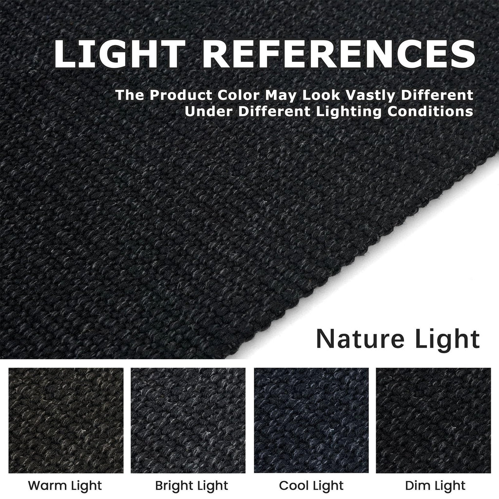 2x10 Long Runner Carpet, Washable Woven Non Slip Hallway Rug, Heathered Charcoal Black