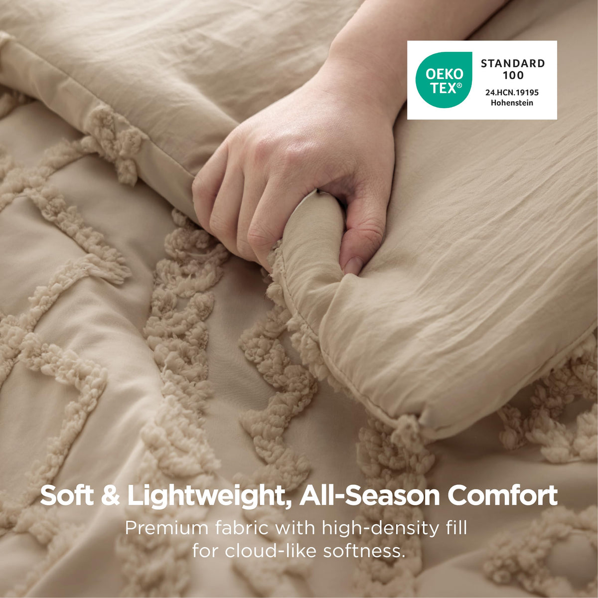 Boho Comforter Set King, Bedroom Decor Bedding Set Light Brown