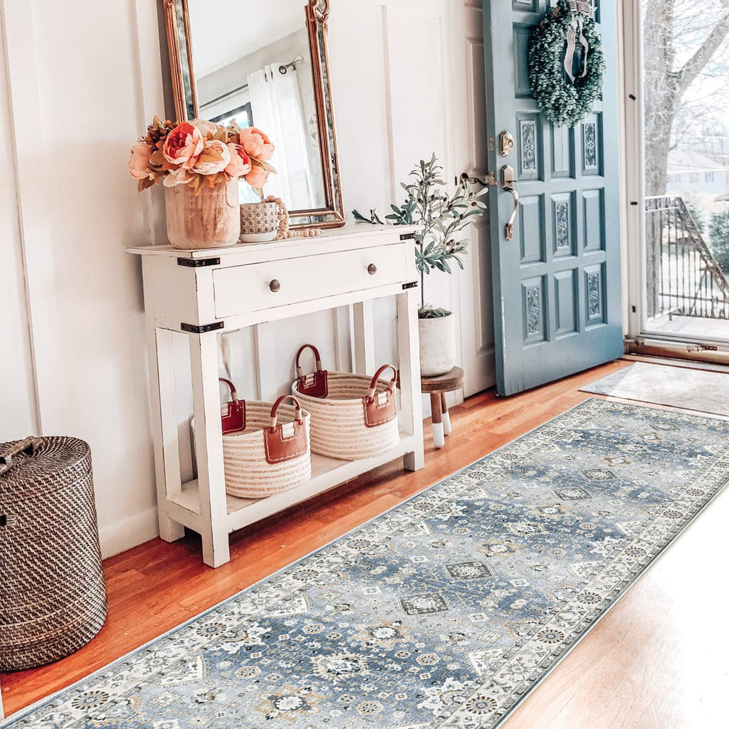 Non Slip Runners s, Washable, Long Ultra Soft Kitchen Runner Rug, Non Shedding for Accent Farmhouse (Grey, 2 X 12)