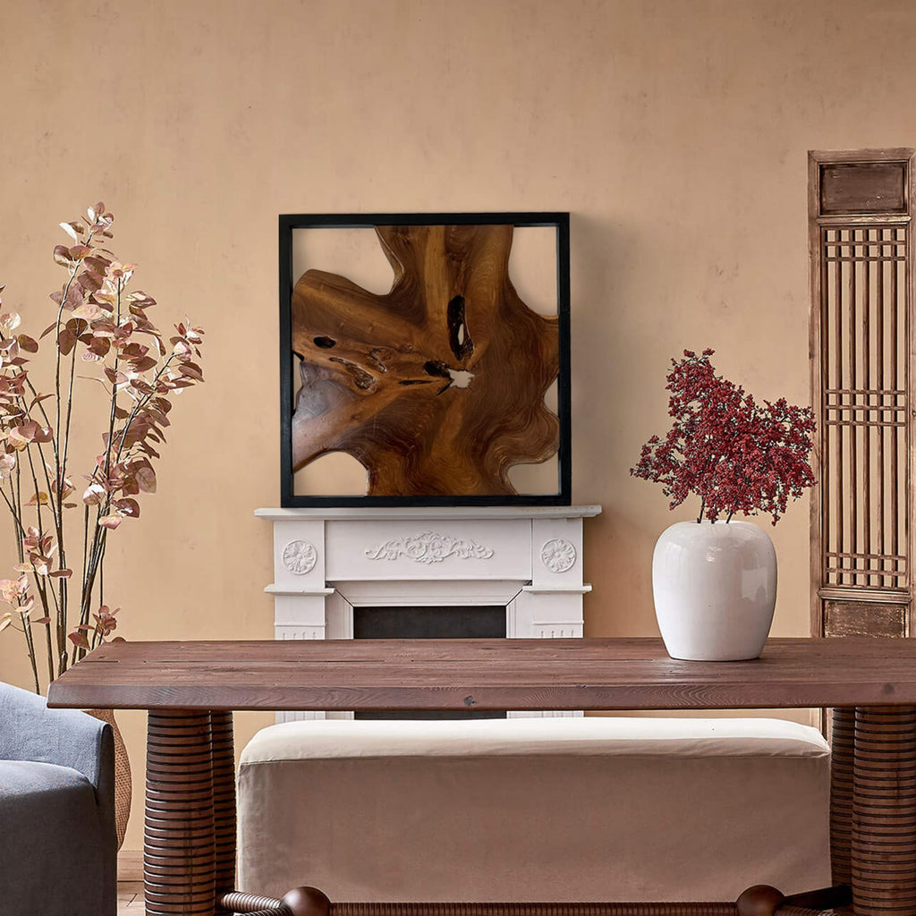 Wood Wall Art 27.5"x27.5"x2.4" Live Edge Wall Decor Living Room Bedroom Office