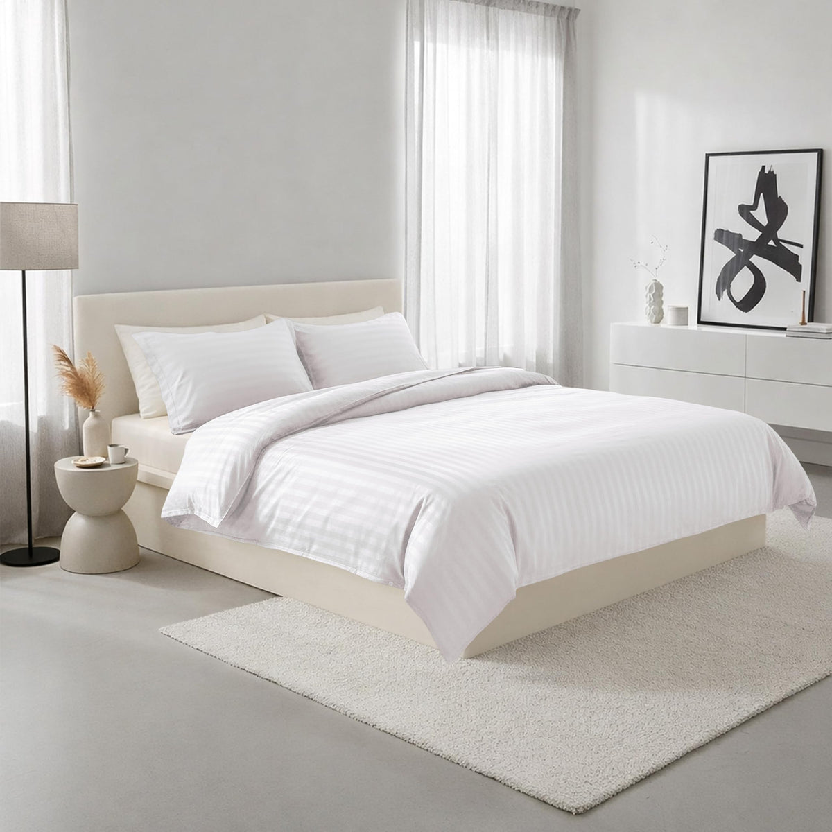 Luxury 3-Piece Striped Duvet Cover Set! - 1500 Premier Hotel Quality Silky-Soft Wrinkle Resistant Damask Stripe Duvet