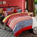 Bohemian Duvet Cover Set Colorful Red Boho Retro Bedding Set Damask Paisley Cotton Duvet Cover Tribal Reversible