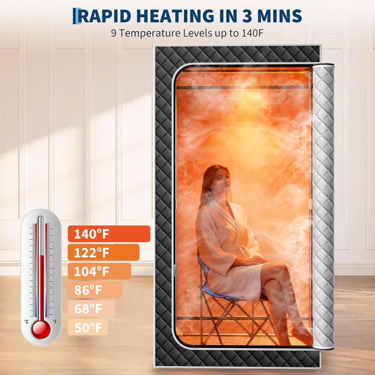Portable Sauna Box for Home, Personal Sauna Tent for Relaxation, Indoor Steam Sauna Room with 3L/1200W Steamer