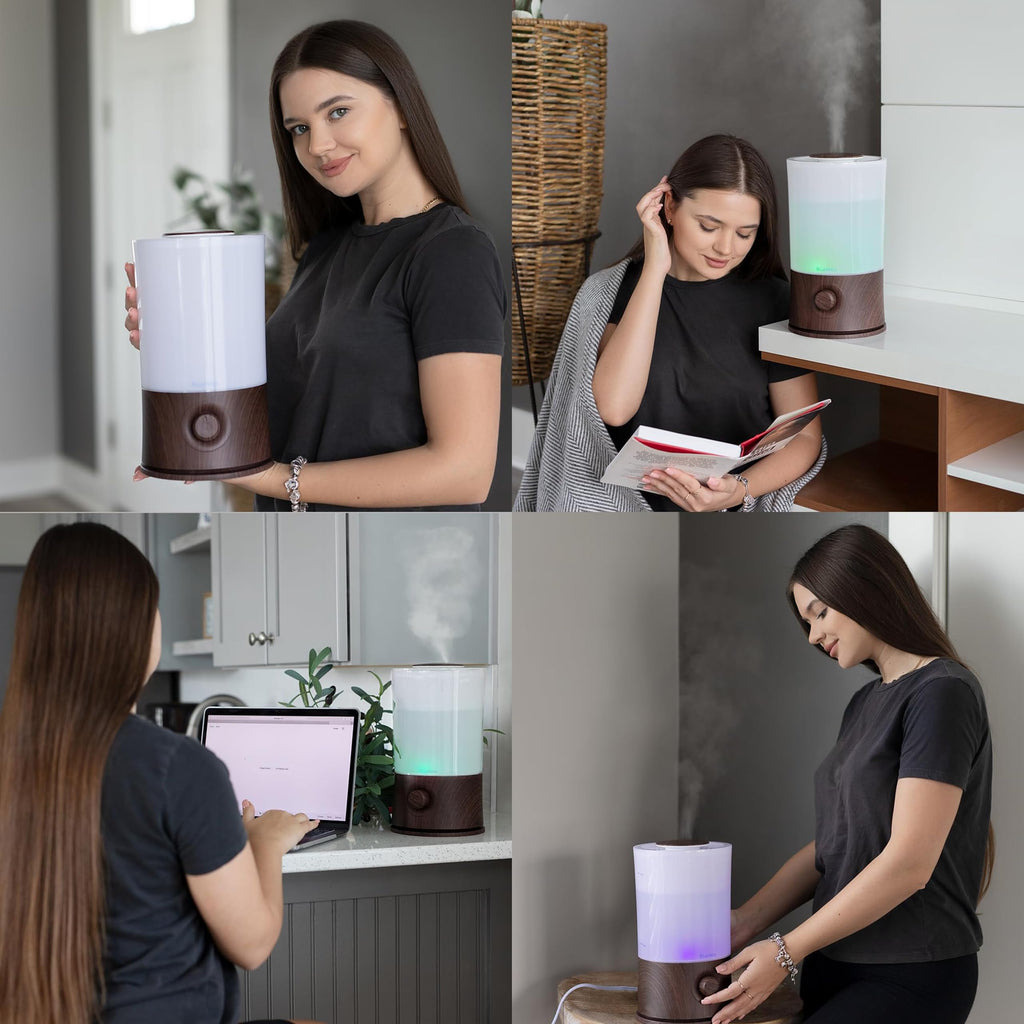 Premium 2000 ML Large Essential Oil Diffuser 2L XL Dark Wood