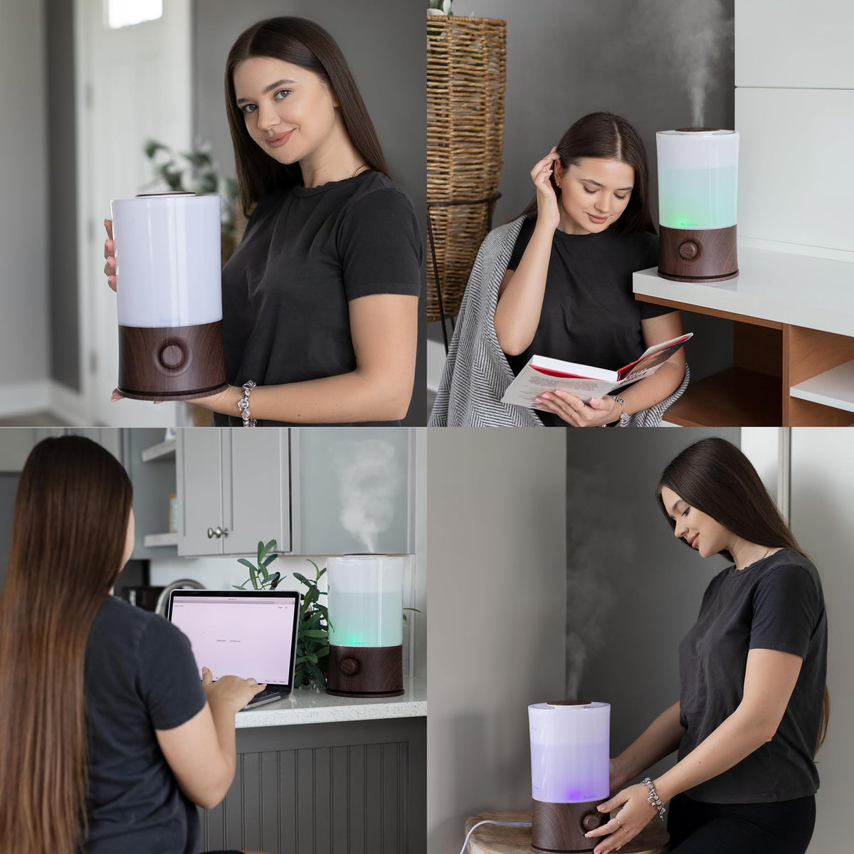 Premium 2000 ML Large Essential Oil Diffuser 2L XL Dark Wood