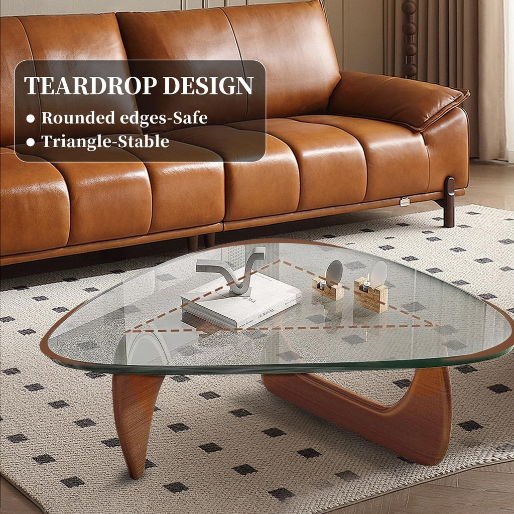 Inspired Noguchi Style Mid Century Modern Glass Coffee Table, Coffee Table, Triangle Coffee Tables, Suitable Living Room Reception Office