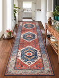 2'6"x10' Washable Non Slip Boho Runner Rug, Rust