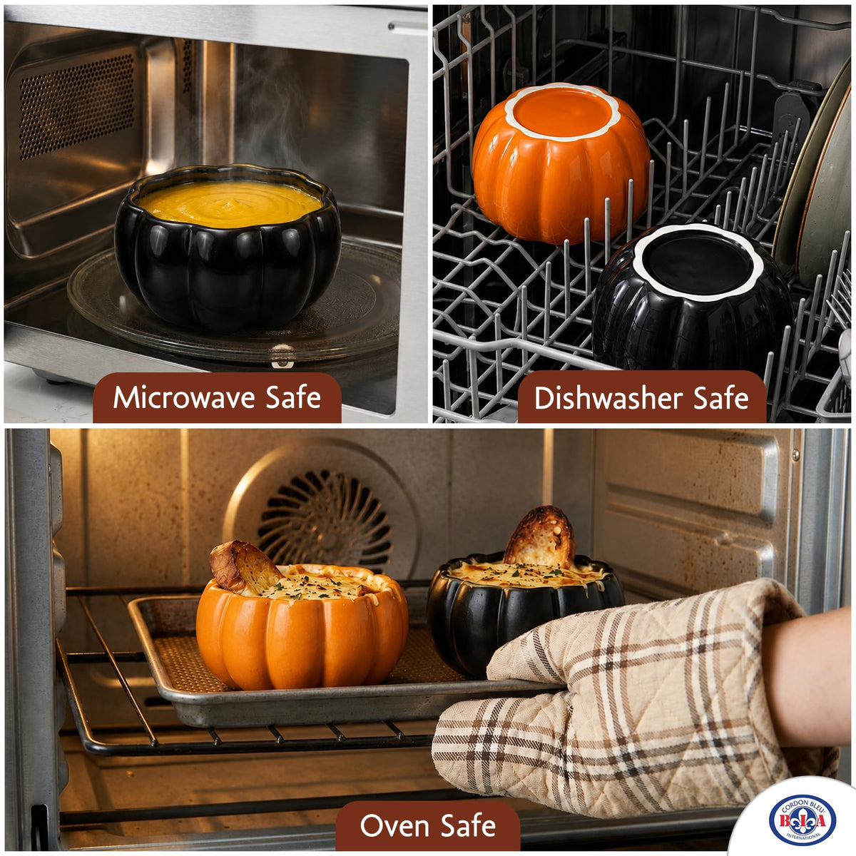 Fall Pumpkins Bowls, 4 Oz - Orange/Black, Set of 2