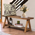 43" Farmhouse Solid Wood Bench, Rustic Indoor Storage Bench