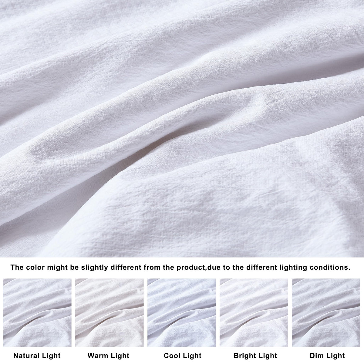 White Jacquard Duvet Cover Set with Zipper Closure, Modern Washed Soft Striped Bedding, Textured