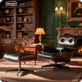 Tumbled Top-Grain Cowhide Leather Chaise Lounge Chair with Ottoman