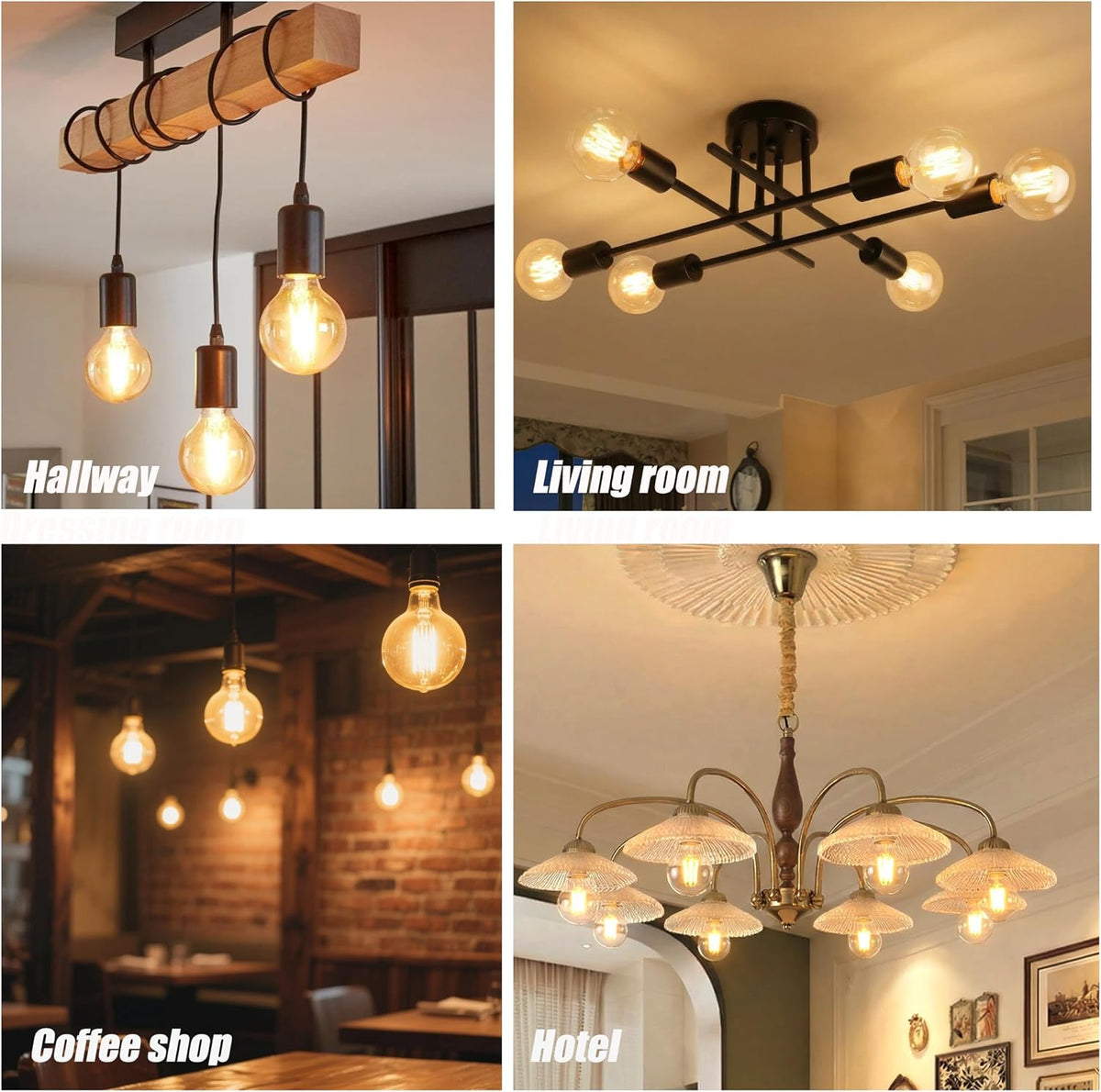 G25 globe Edison light bulbs 8W 1000LM(100W incandescent Equivalent) E26 dimmable Vintage Round LED Vanity Light Bulb