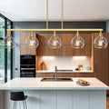 Gold Kitchen Island Linear Pendant Light, 5-Light, E26 Base