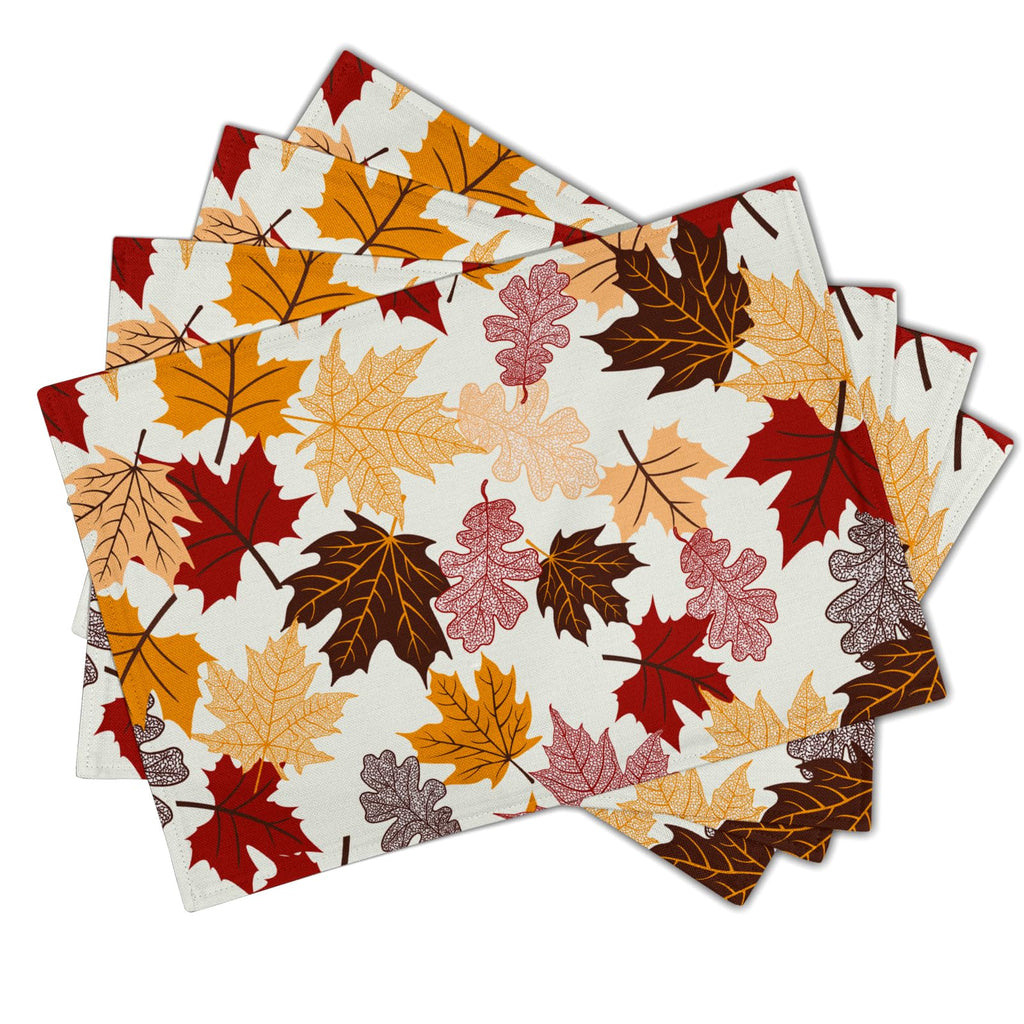 Maple Leaf Placemats Set of 4 Dining, Colorful Fall Autumn Thanksgiving Leaves Non-Slip Washable Linen Place Table