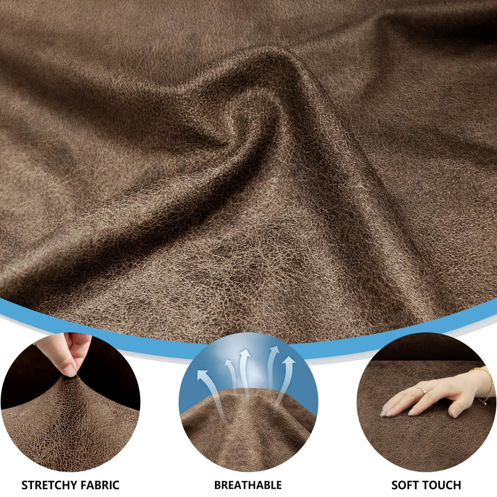 4-Pieces T Cushion Sofa Slipcovers - Leather Look Couch Cover for 3 Cushion Couch - Furniture Protector Stretch Sofa