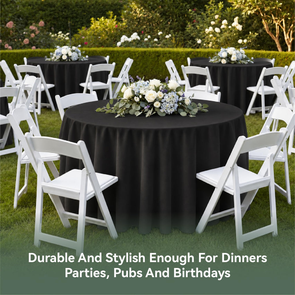 Classic Series 10 Pack 70inch Round Polyester Table Cloth, Black