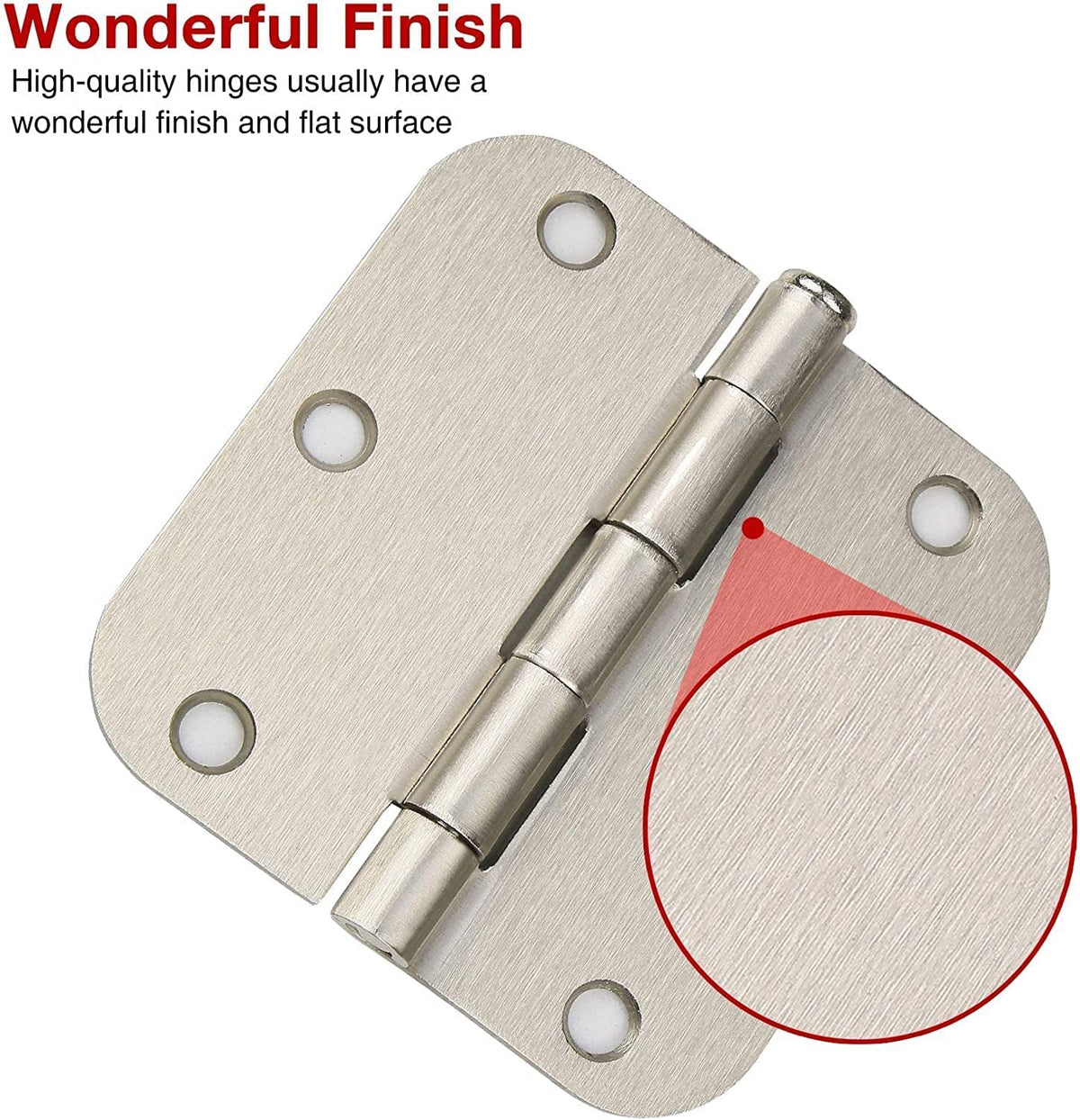 Brushed Nickel Door Hinges 3.5 Inch 30 Pack Interior with 5/8" Radius