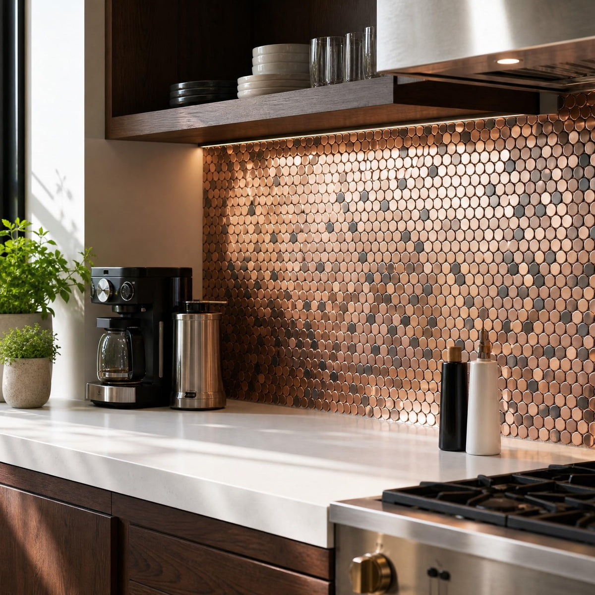 Penny Round Tile Copper Bronze Mosaic Tiles Backsplash Bathroom Wall Floor [5 Sheets]