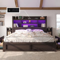 Bed Frame with Bookcase Headboard & Storage, Rustic, Black