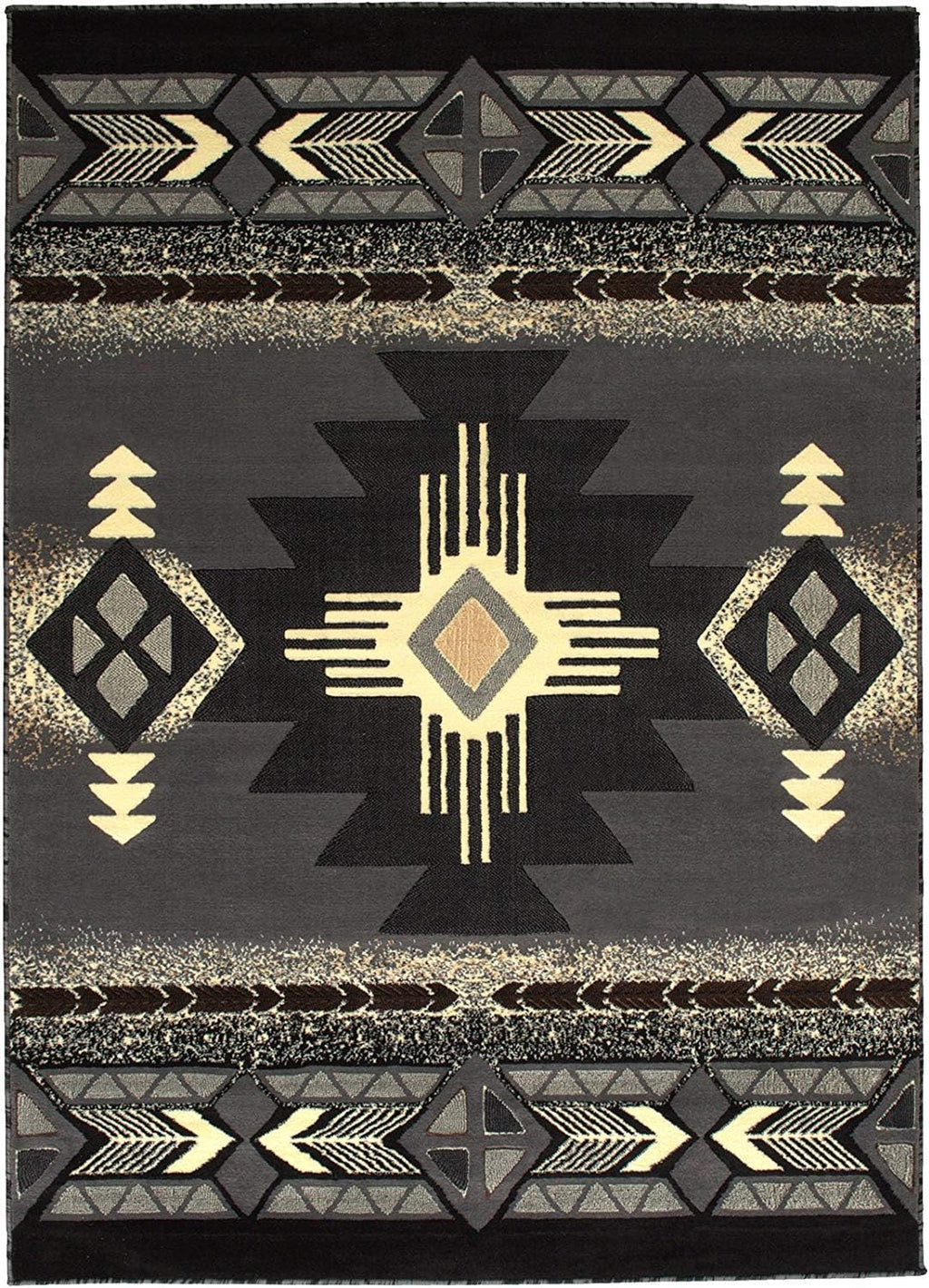 Southwest Native American Navajo Aztec Tribal Indian Gray Carpet Area Rug (5 Feet 3 Inch X 7 Feet 5 Inch)