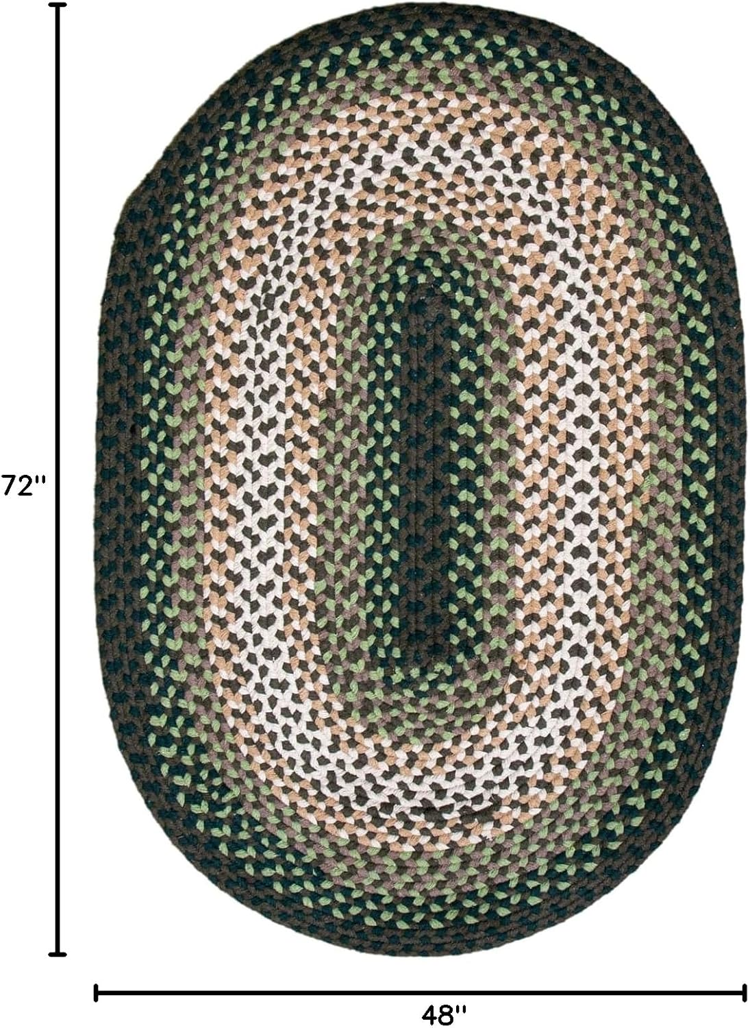 Oval Green - Ivory Oval Braided Rug for Farmhouse Style Bedrooms and Living Rooms