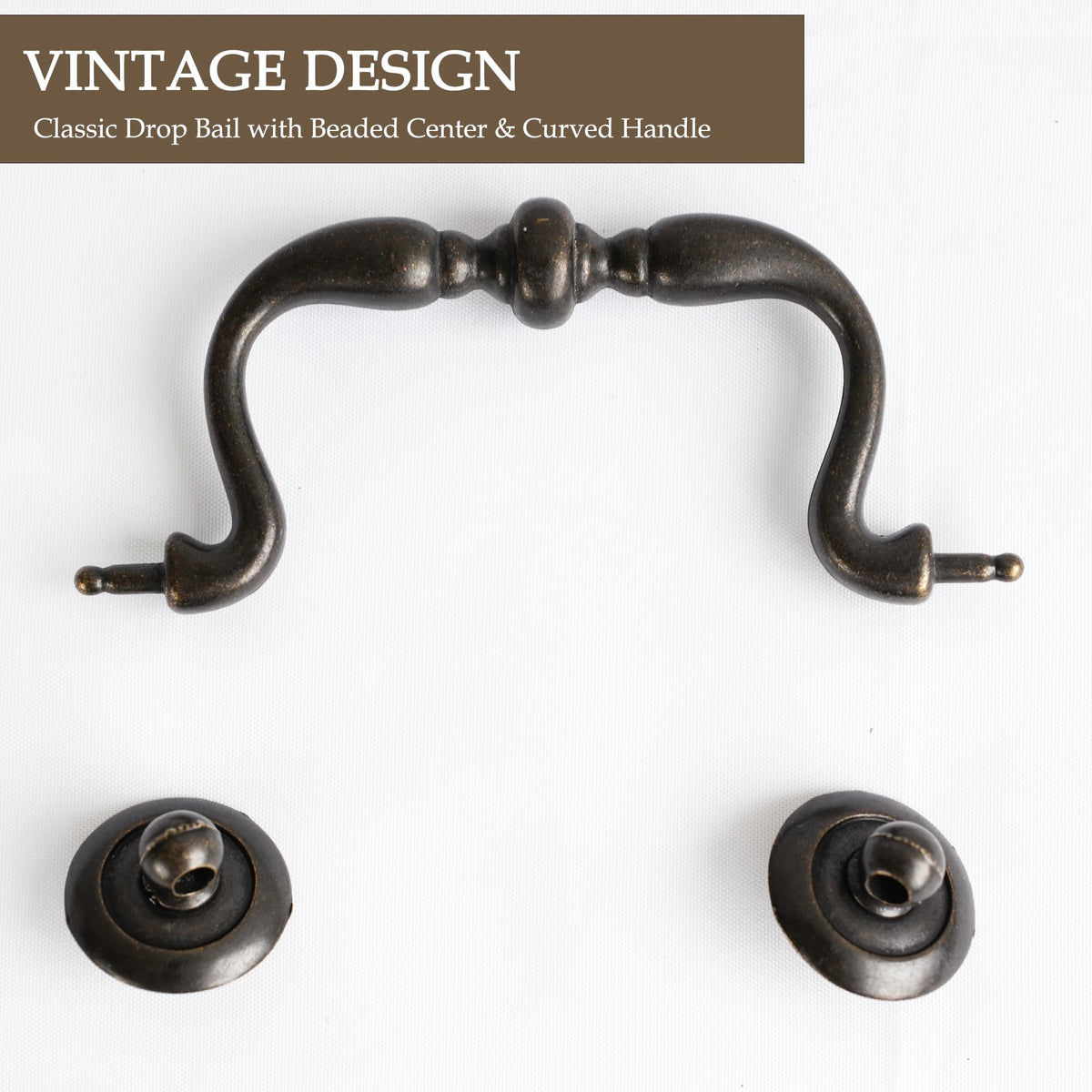 Oil Rubbed Bronze Drop Bail Drawer Pulls 4 Pack, 4" Hole Centers