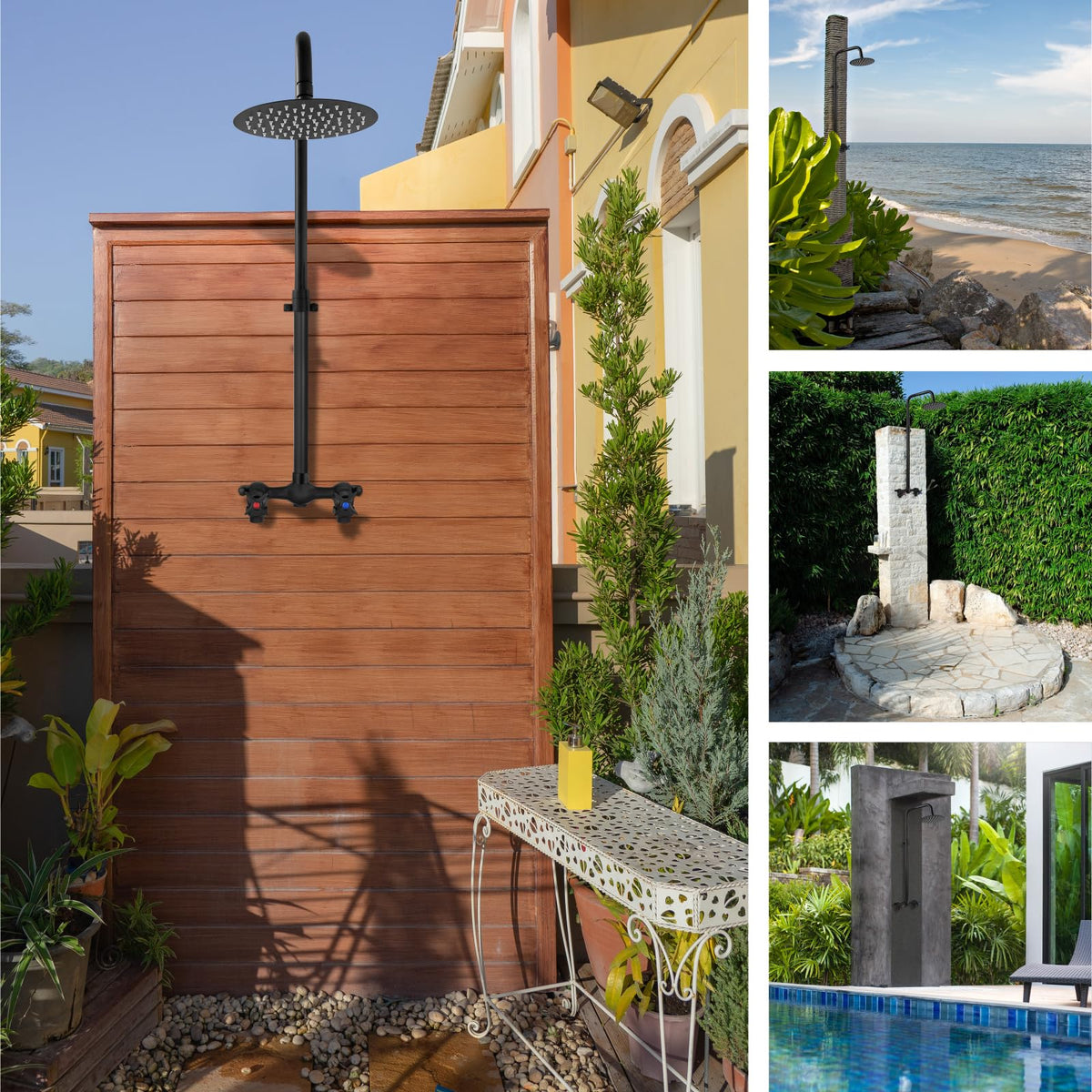 Outdoor Shower Kit 8 Inch Head,Matte Black