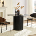 Inspired Saarinen Style 46 inch Round Dining Table Black, Mid Century Modern MDF Top Pedestal Base Kitchen Table Seats 4 for Dining Kitchen