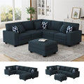Oversized Modular Sectional Sofa, U/L‐Shaped Reversible Couch with Ottoman, Deep Seat Plush Polyester Sofa
