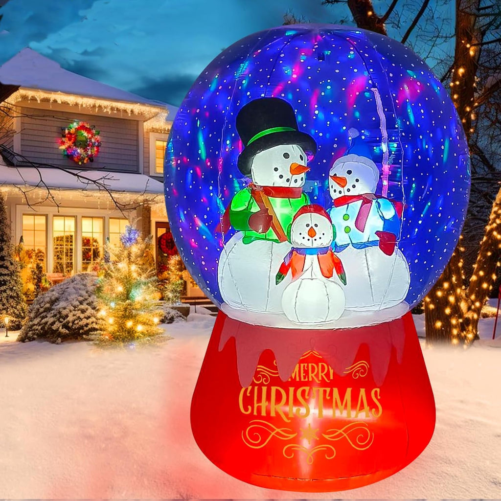 6FT Christmas Inflatable Snow Globe Yard Decorations Snowmen Family